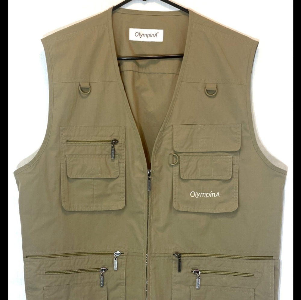 Olympina Outdoor Hunting Fishing Utility Green Mens Vest Size M